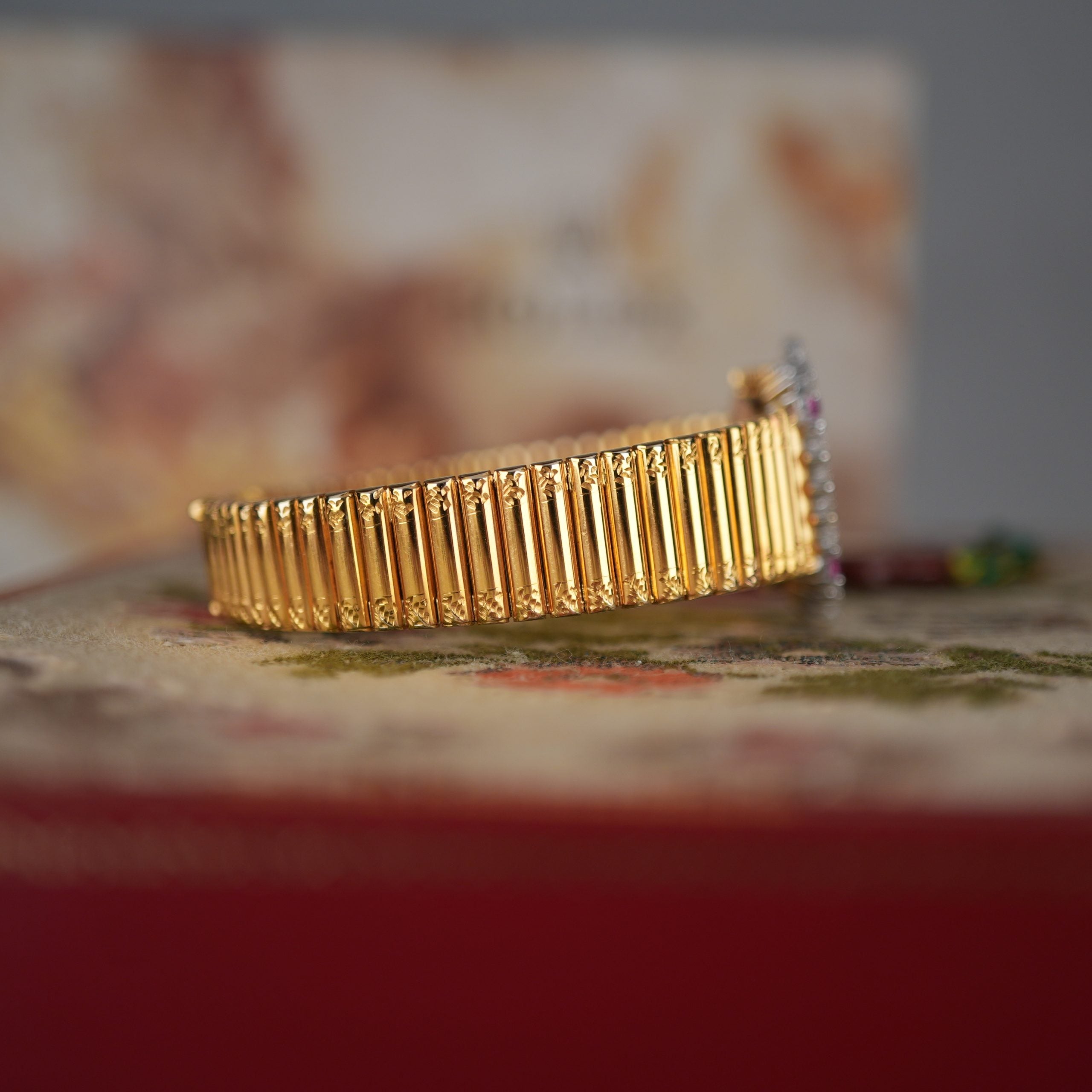 Unique Rolex Orchid 3466 Factory Diamonds and Rubies 18k Gold with Box