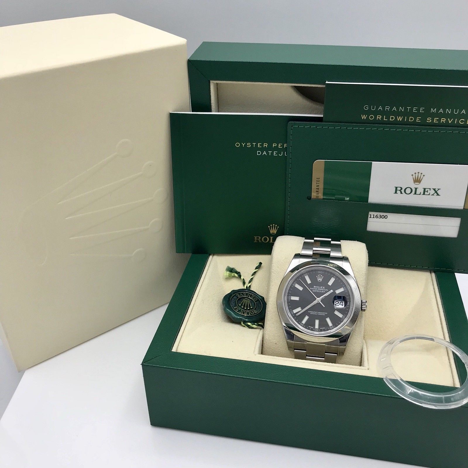 Unworn Rolex 116300 Datejust II 41mm SS Black Dial box and card 2016
