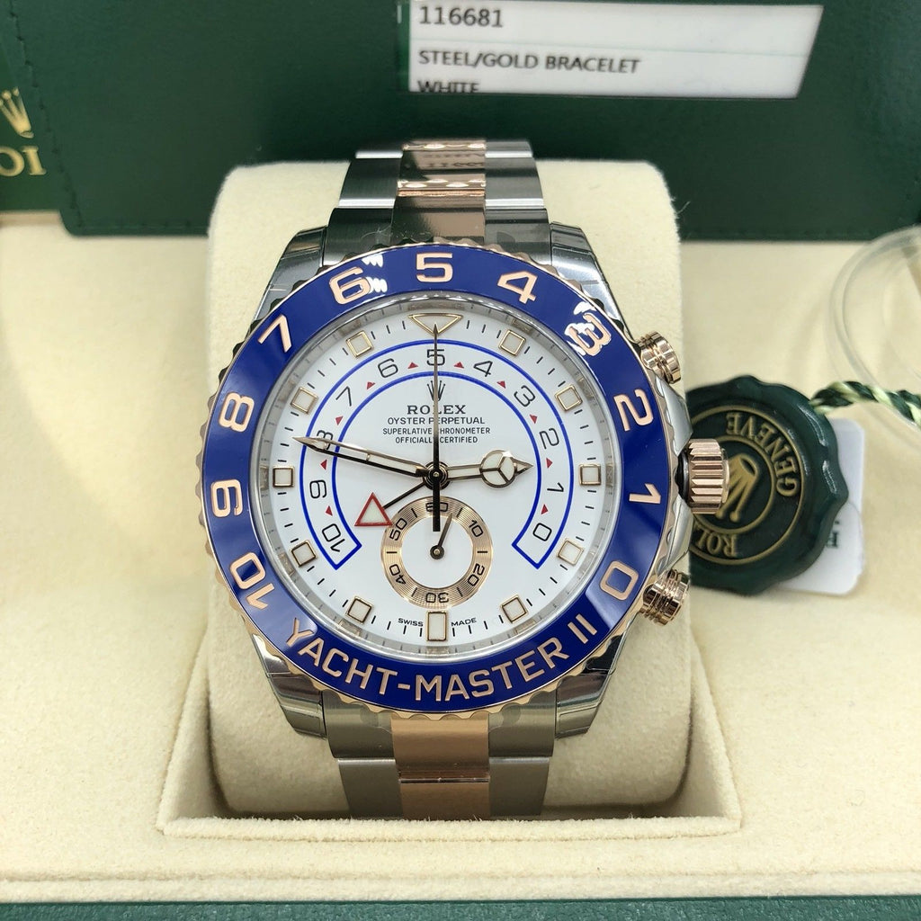 Unworn Rolex 116681 Yacht Master II Rose Gold pink New hands 2018 box and card