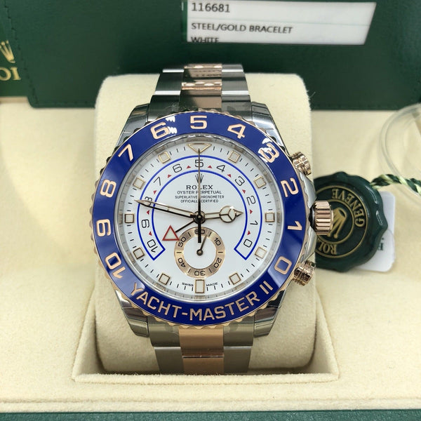 Unworn Rolex 116681 Yacht Master II Rose Gold pink New hands 2018 box and card