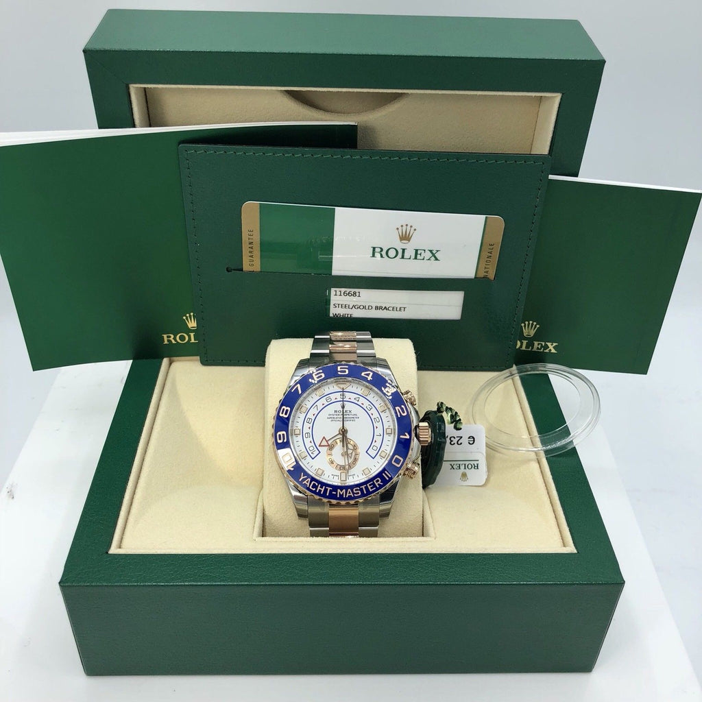 Unworn Rolex 116681 Yacht Master II Rose Gold pink New hands 2018 box and card