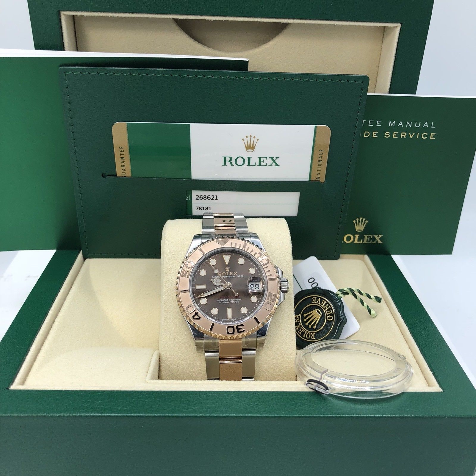 Unworn Rolex 268621 Yacht Master 37mm Rose Gold pink 2018 box and card