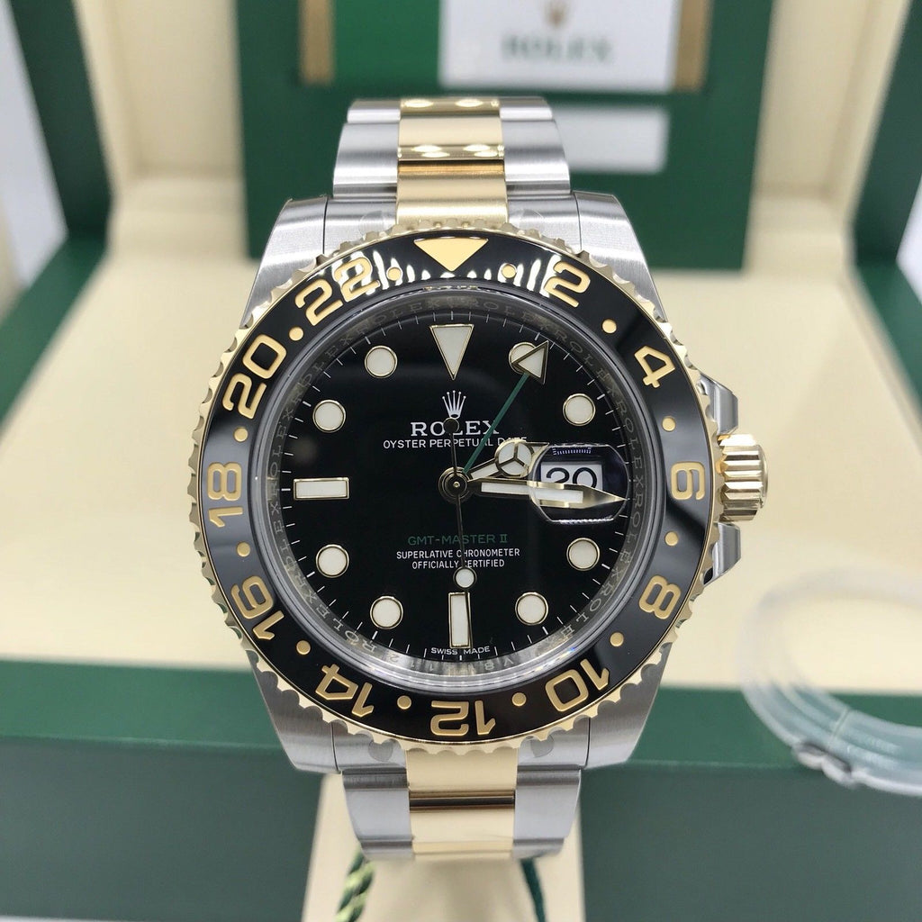 Unworn Rolex GMT Master II 116713LN SS & Gold 2017 Box Card