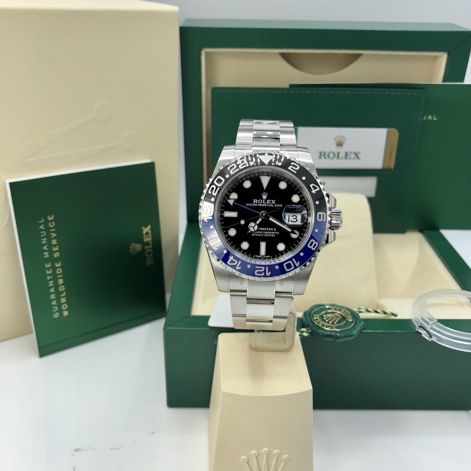 Unworn Rolex GMT Master II Batman 116710BLNR box and Card Complete Set 2017