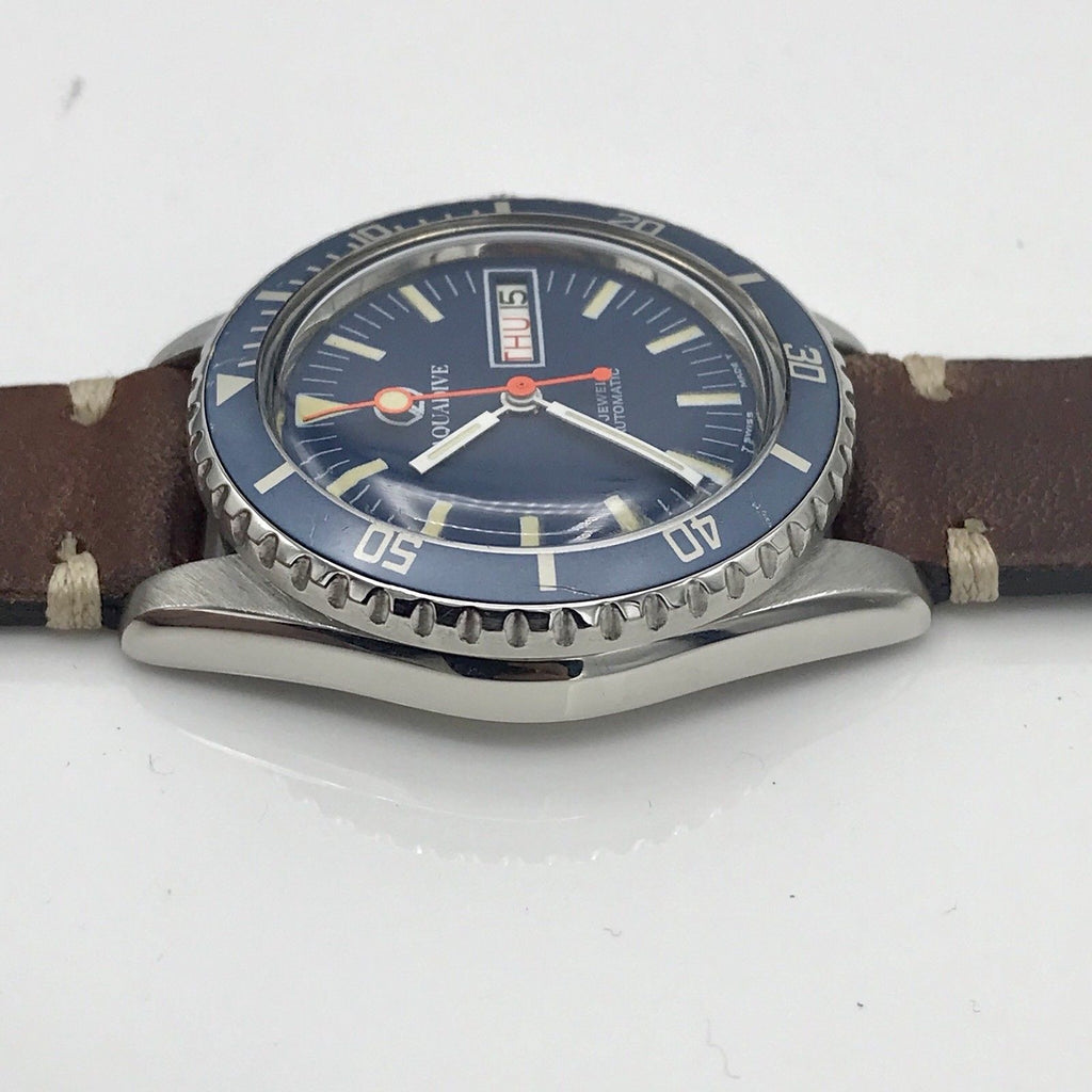 Vintage Aquadive Day-Date Divers Watch Blue dial & insert Amazing Patina PCG