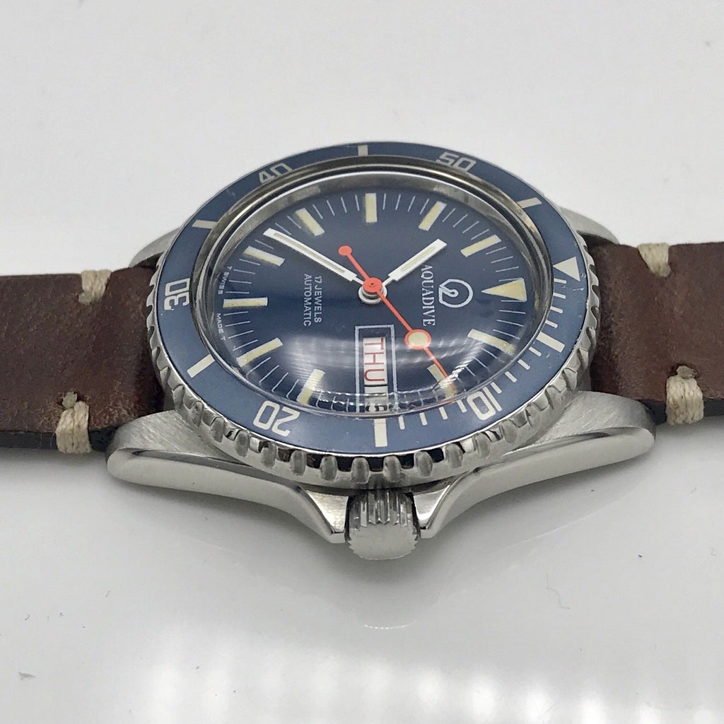 Vintage Aquadive Day-Date Divers Watch Blue dial & insert Amazing Patina PCG