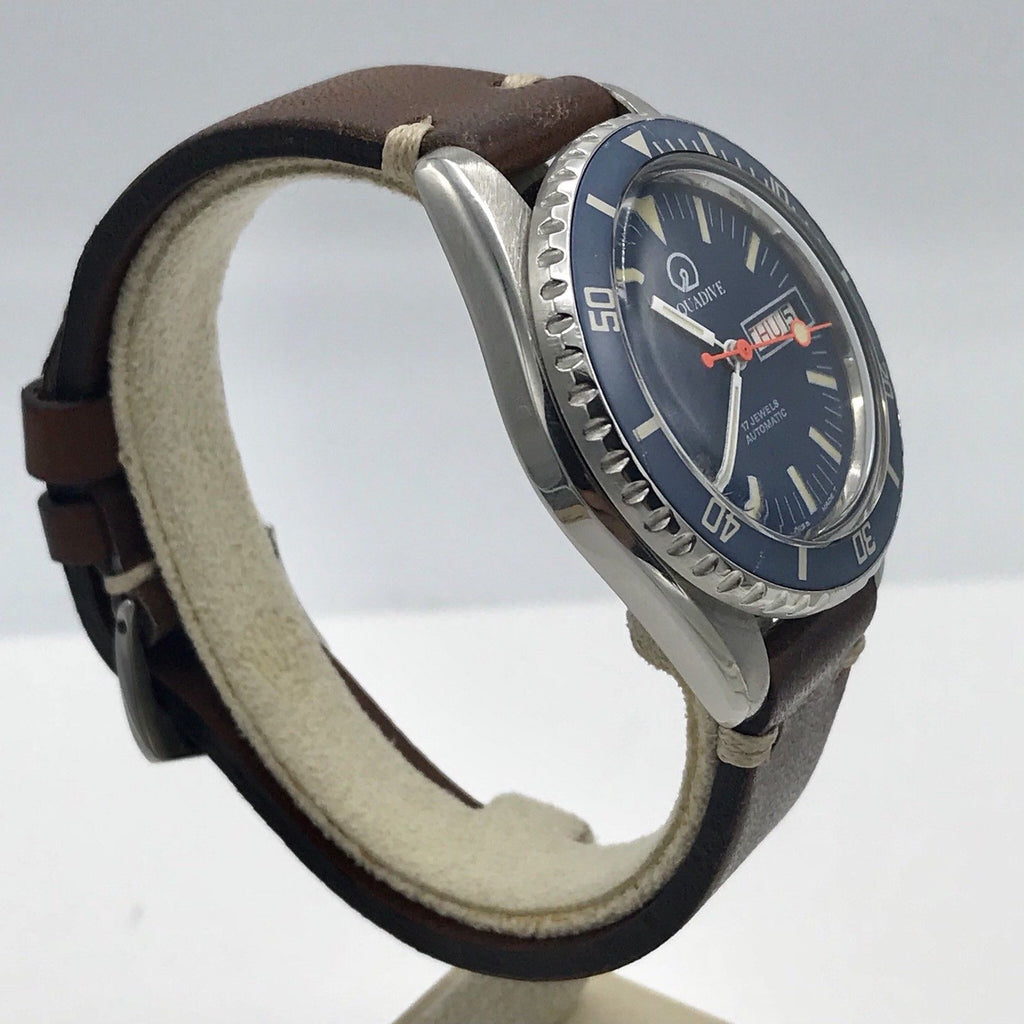 Vintage Aquadive Day-Date Divers Watch Blue dial & insert Amazing Patina PCG