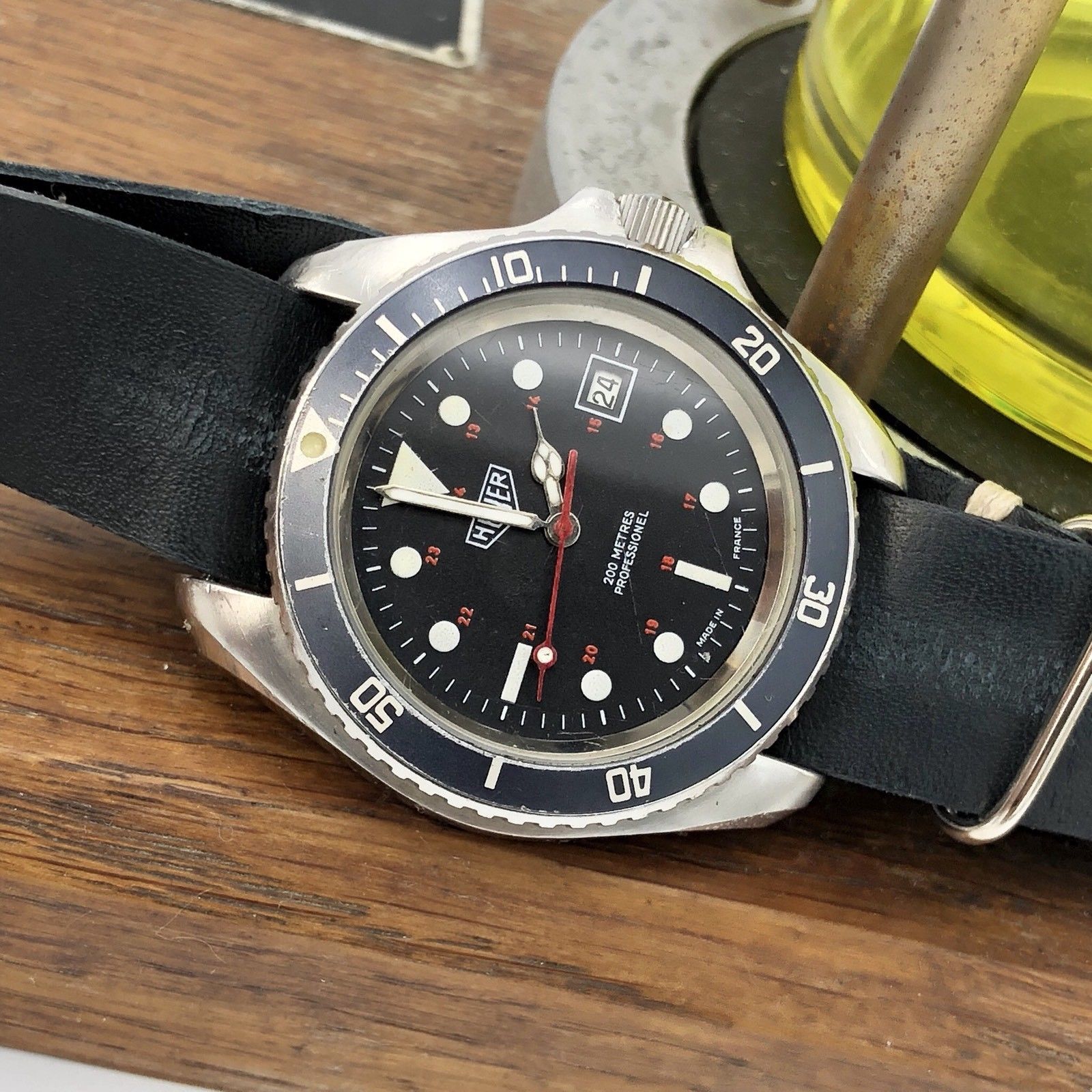 Vintage Heuer Monnin 844 Automatic Professional Diver 1000 cathedral hands