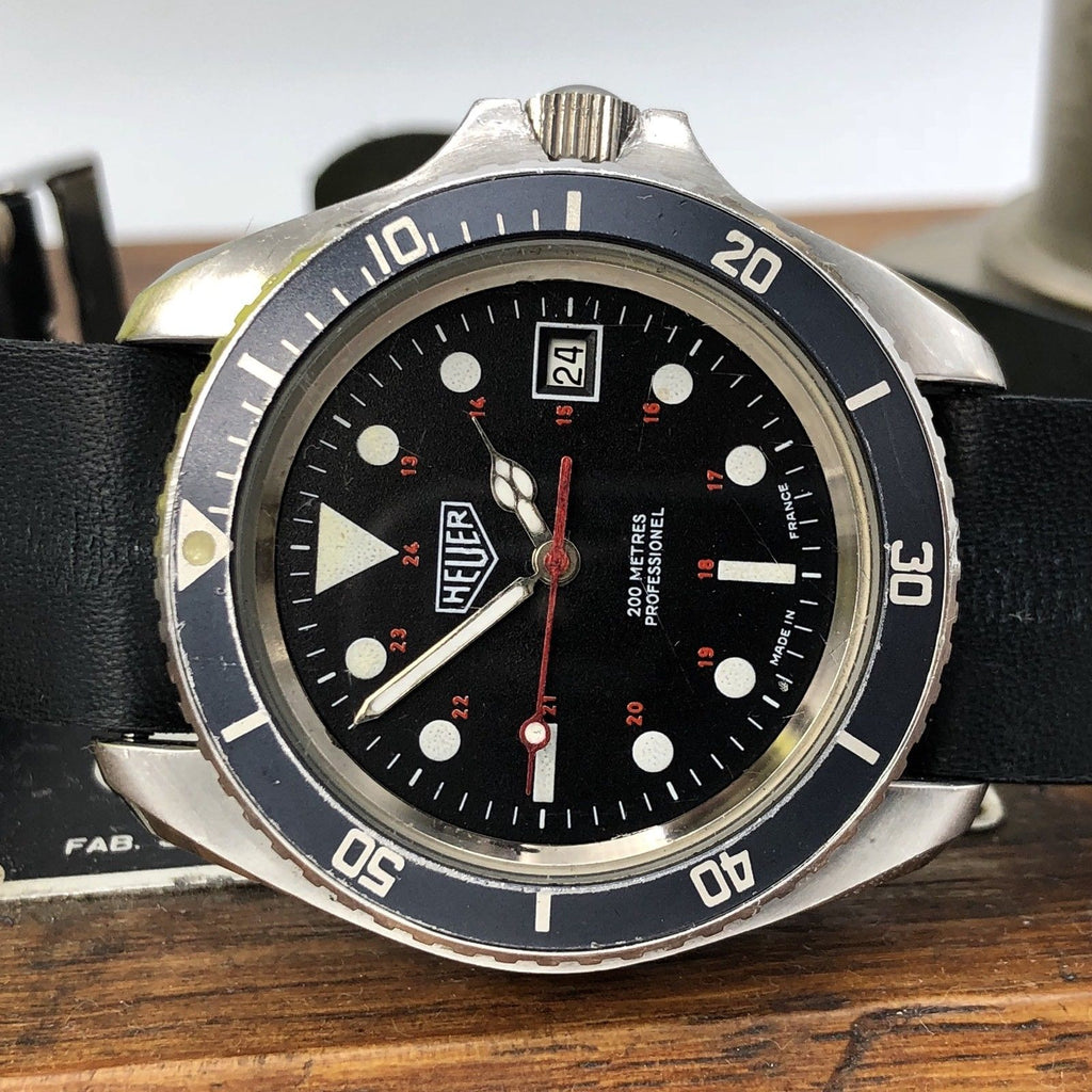 Vintage Heuer Monnin 844 Automatic Professional Diver 1000 cathedral hands