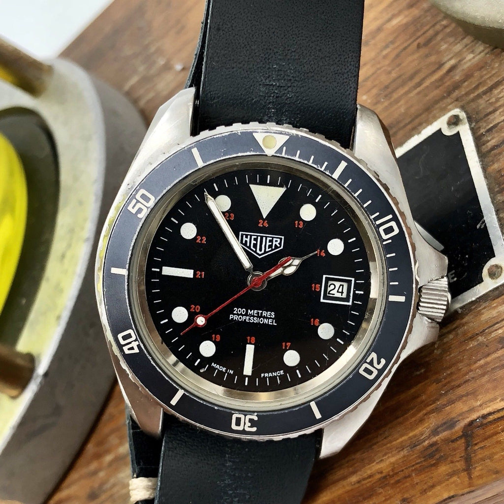 Vintage Heuer Monnin 844 Automatic Professional Diver 1000 cathedral hands