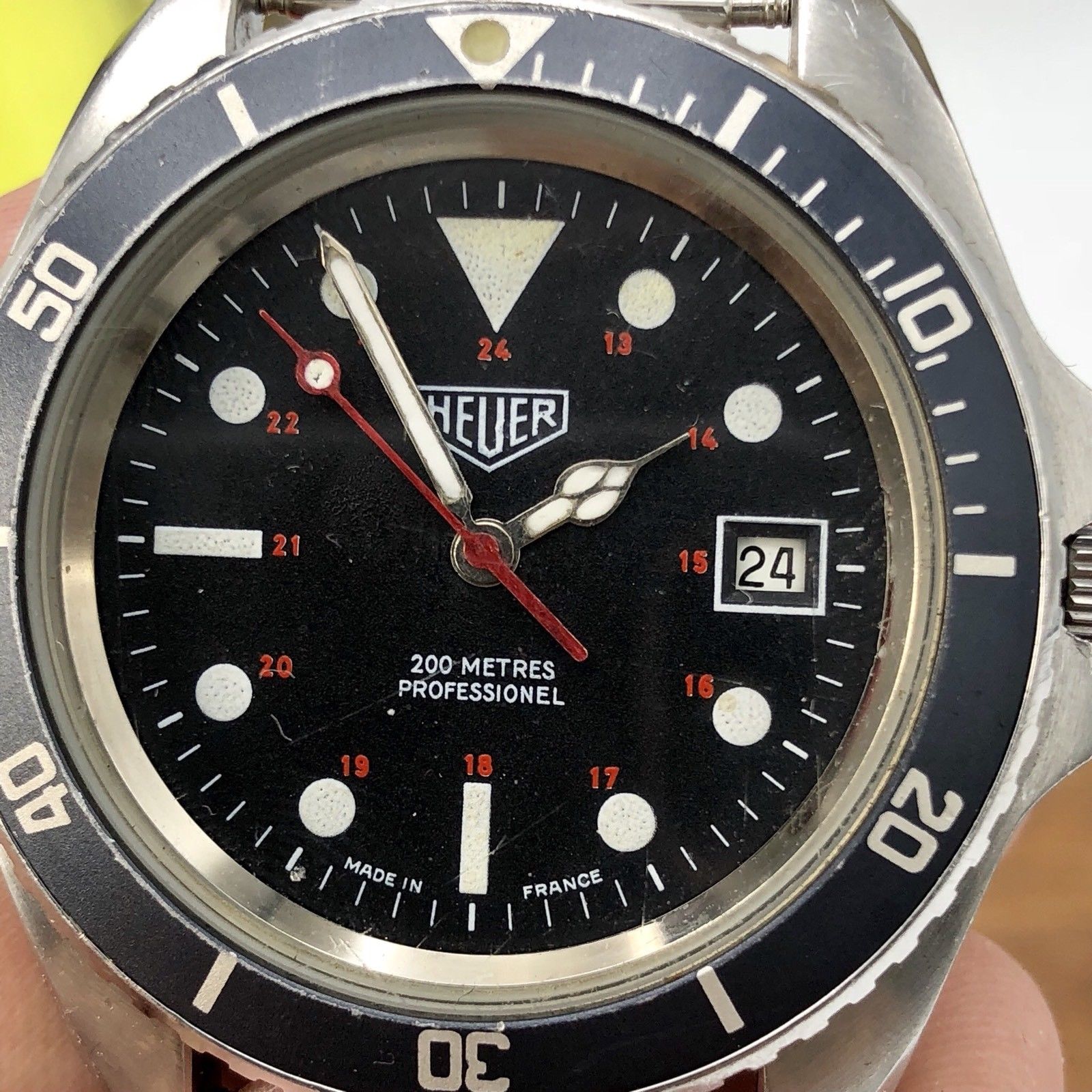 Vintage Heuer Monnin 844 Automatic Professional Diver 1000 cathedral hands