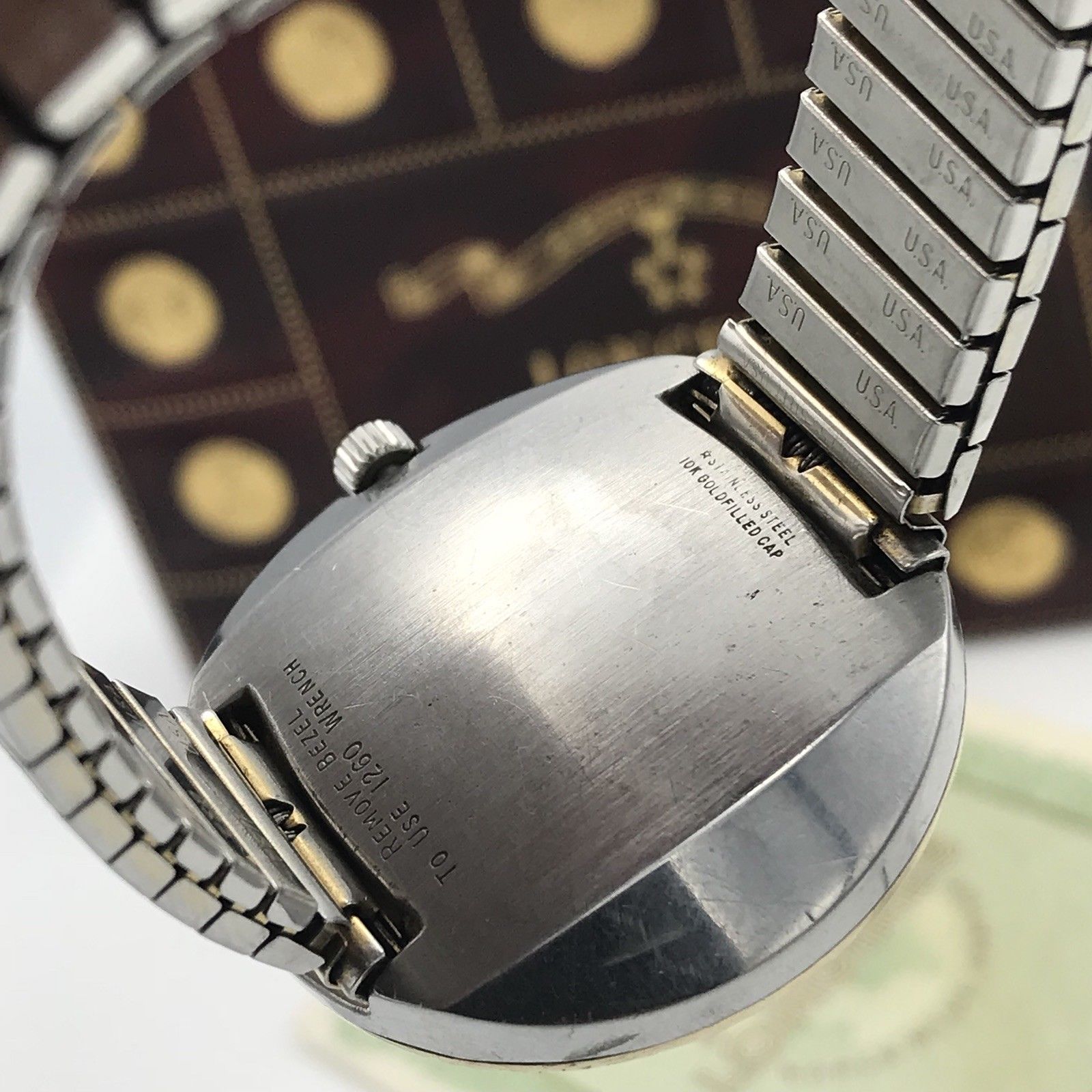 Vintage Longines 5 Star Admiral Green Dial Date Day Automatic Tu-Tone Gold Filled