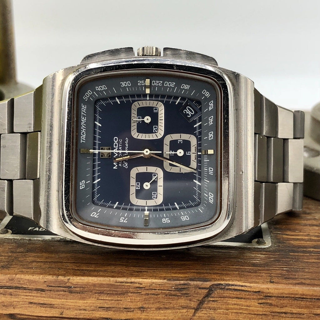 Vintage Movado Zenith El Primero 3019PHC TV SCREEN BIG 40mm Blue Chronograph
