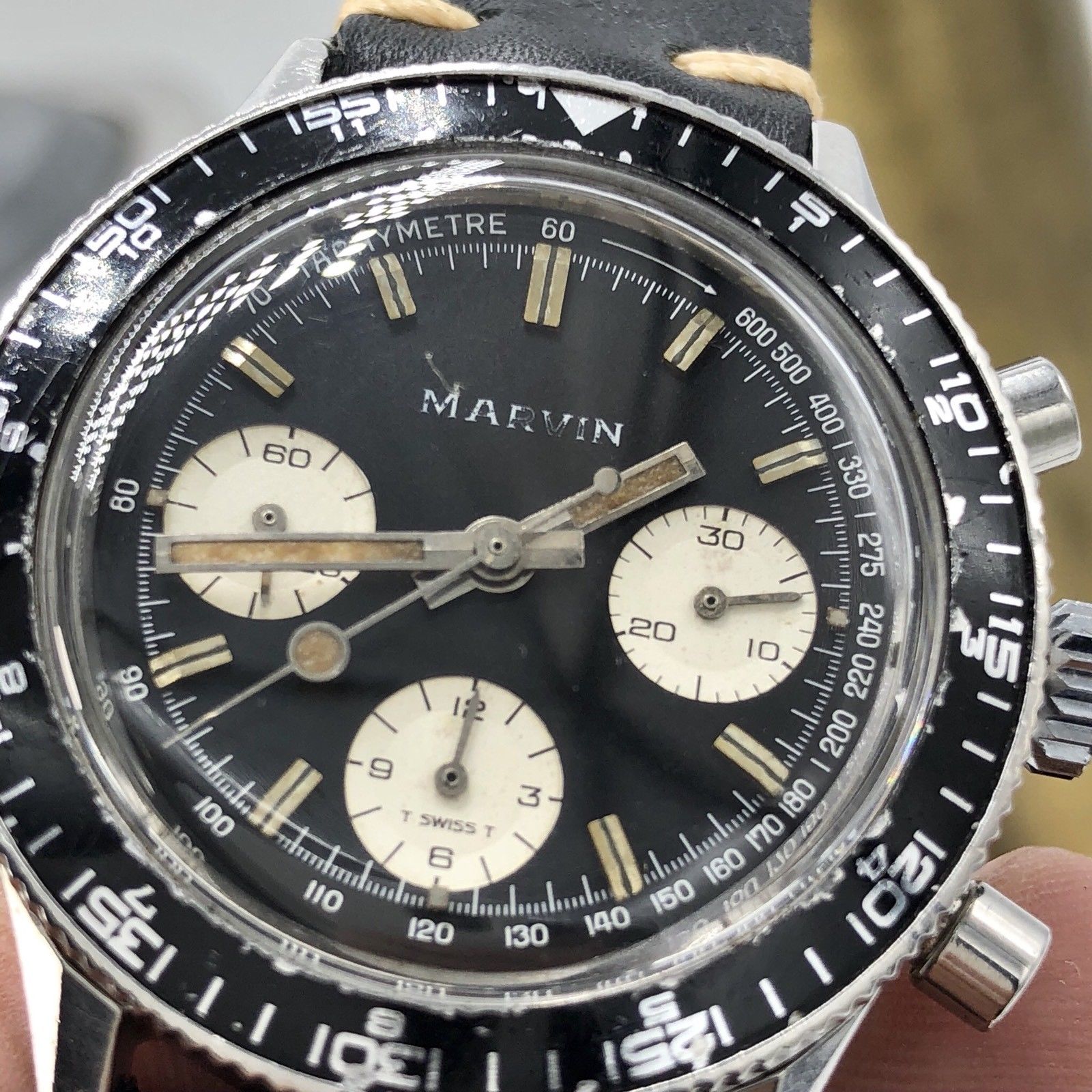 Vintage Mrvian reserve Panda Diver Chronograph landern 349 large