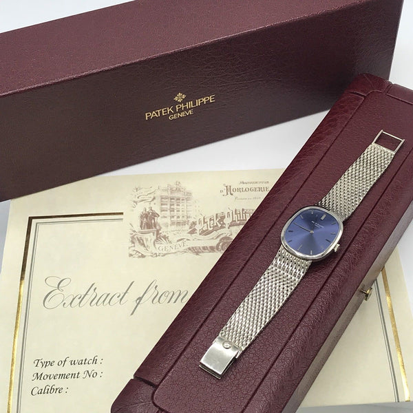 Vintage Patek Philippe Ellipse Ref.3548/1 White Gold 1972 box & Papers