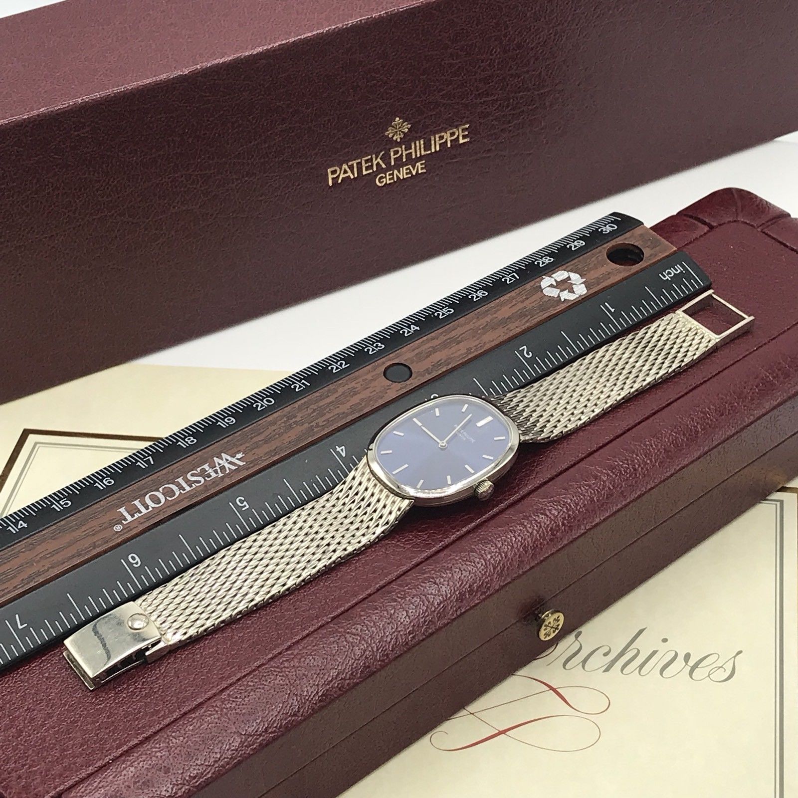 Vintage Patek Philippe Ellipse Ref.3548/1 White Gold 1972 box & Papers