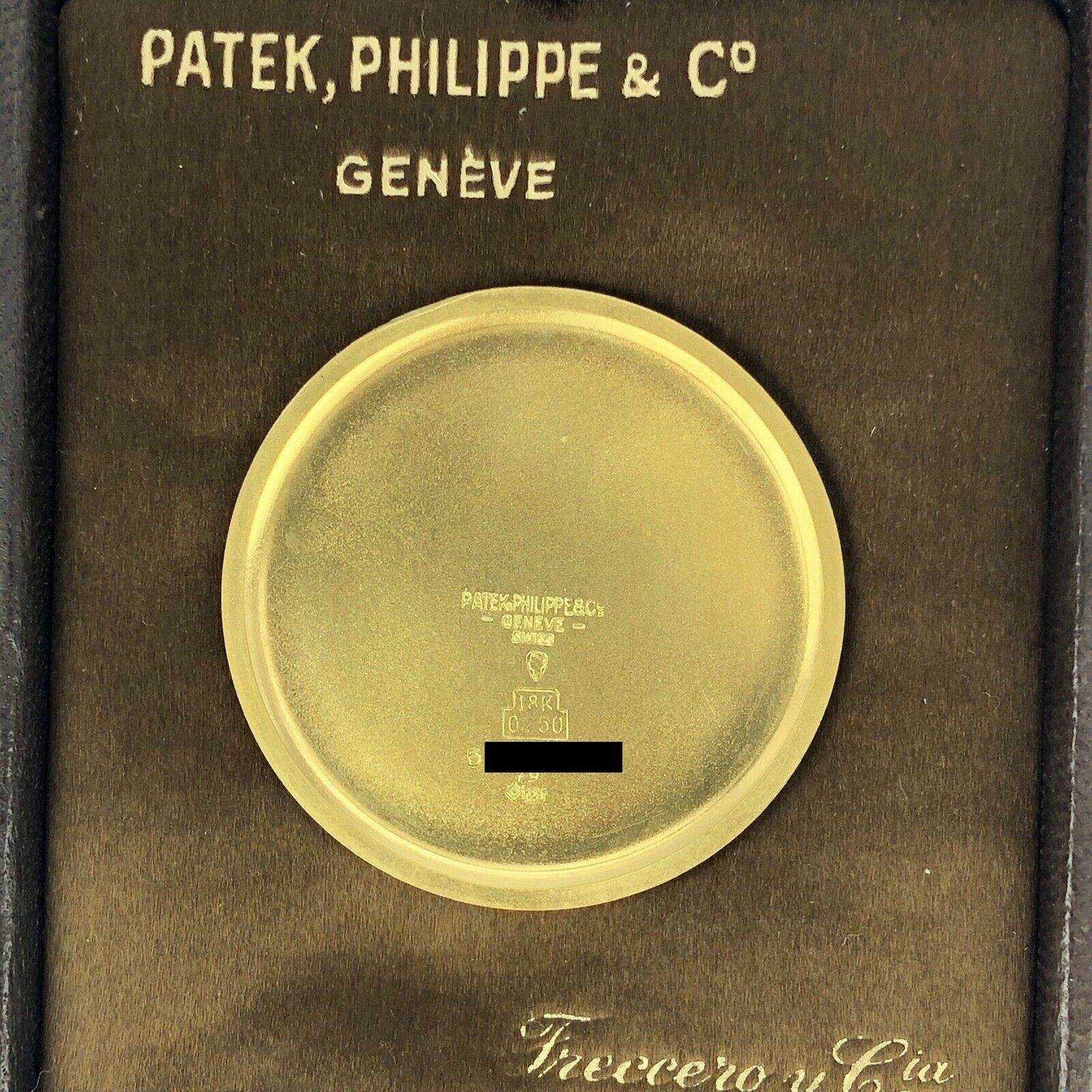 Vintage Patek Philippe Pocket Watch 18k Gold Retailed By Freccero Box & Paper