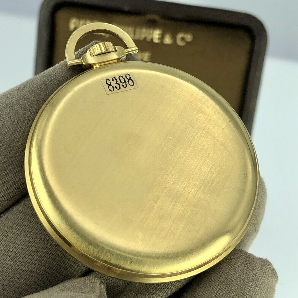 Vintage Patek Philippe Pocket Watch 18k Gold Retailed By Freccero Box & Paper