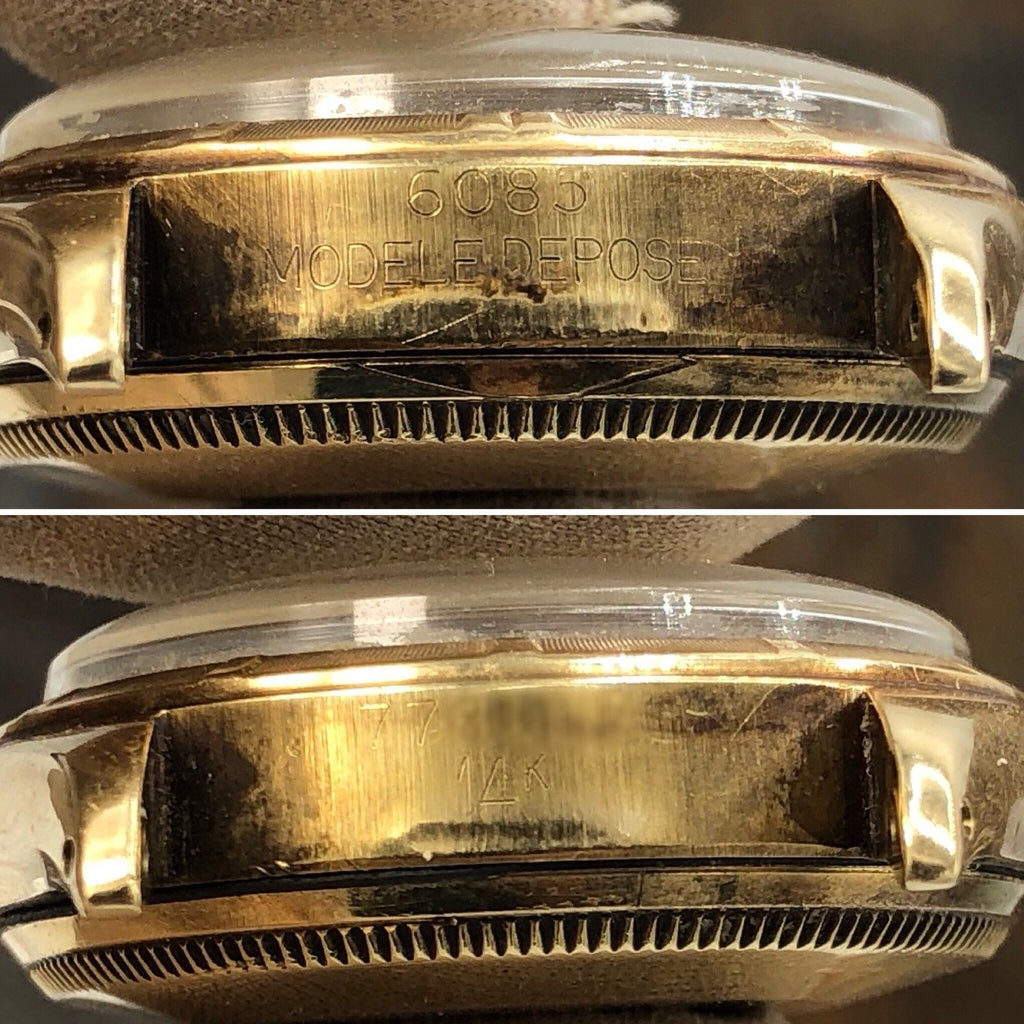 1961 Vintage Rare Rolex 6085 14k Yellow Gold Red Officially Writing Dial