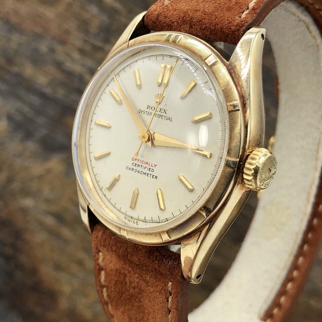 1961 Vintage Rare Rolex 6085 14k Yellow Gold Red Officially Writing Dial