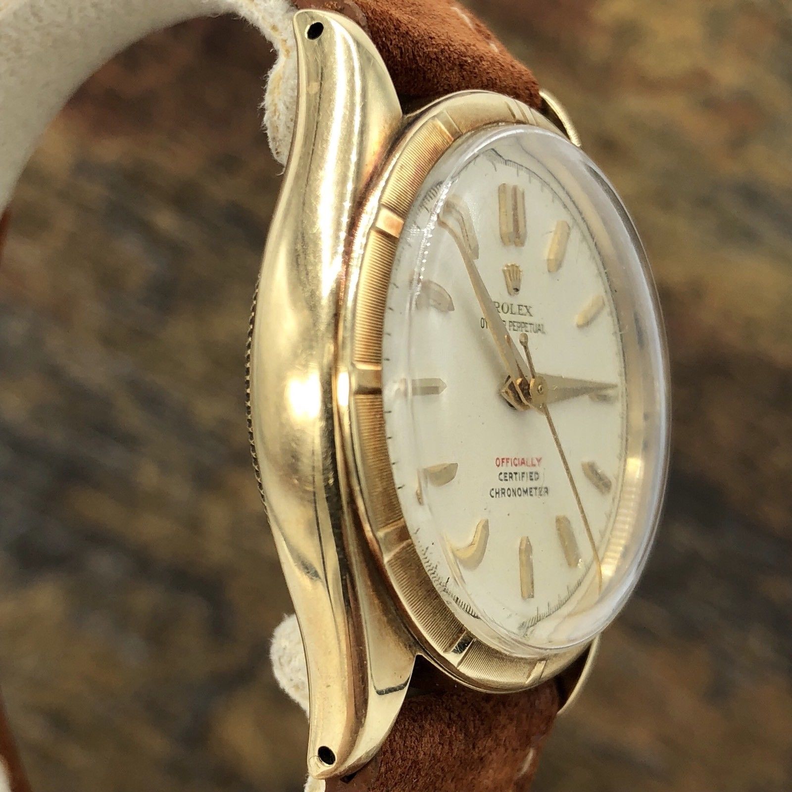 1961 Vintage Rare Rolex 6085 14k Yellow Gold Red Officially Writing Dial