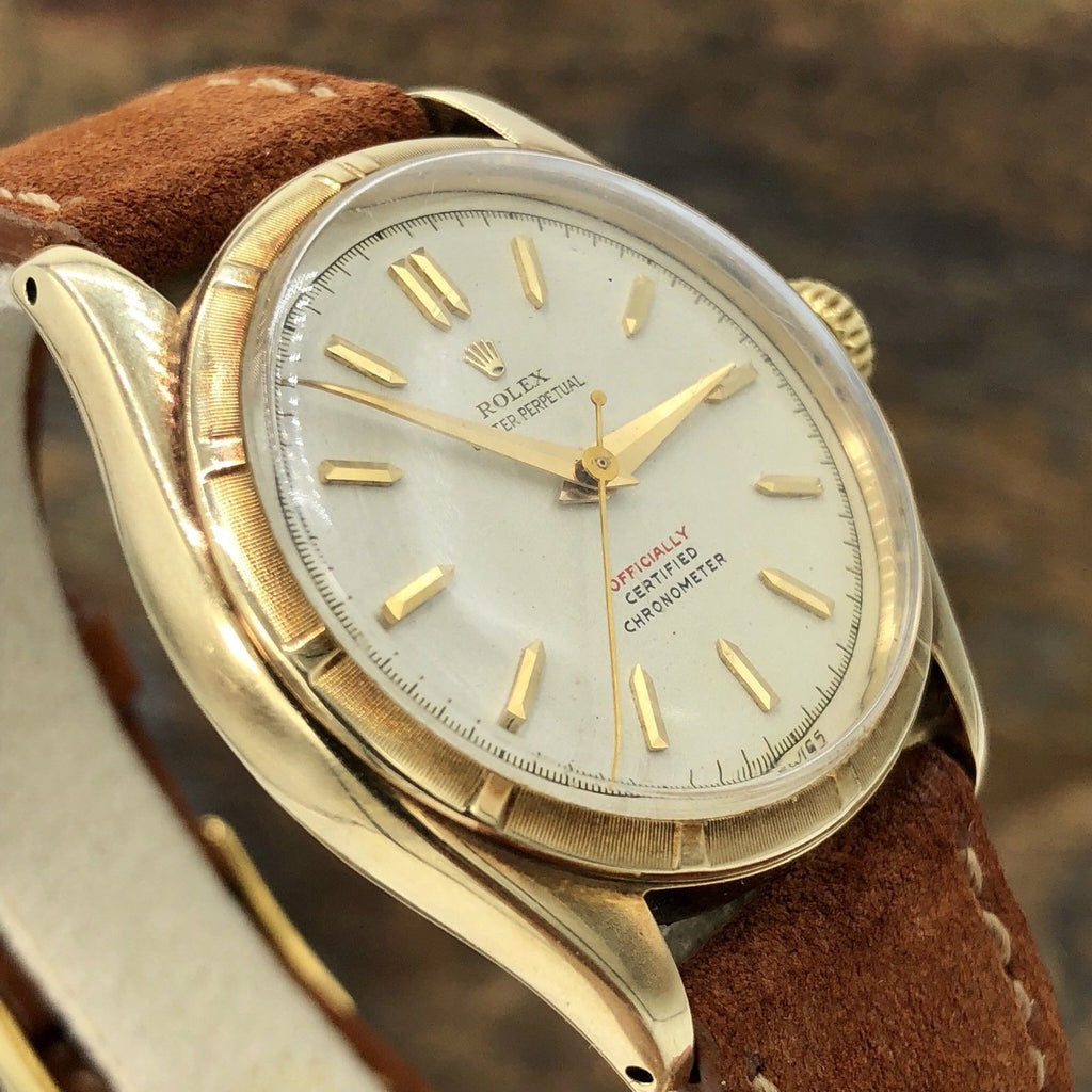 1961 Vintage Rare Rolex 6085 14k Yellow Gold Red Officially Writing Dial