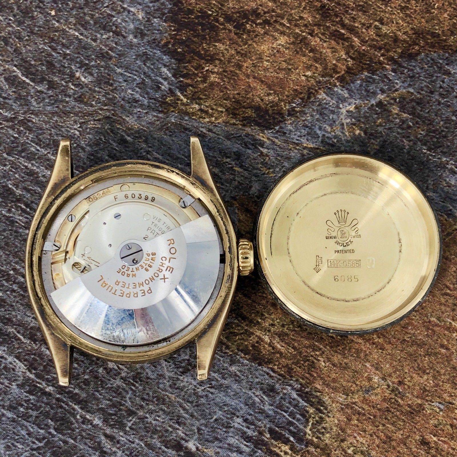 1961 Vintage Rare Rolex 6085 14k Yellow Gold Red Officially Writing Dial