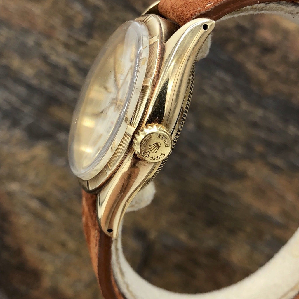 1961 Vintage Rare Rolex 6085 14k Yellow Gold Red Officially Writing Dial