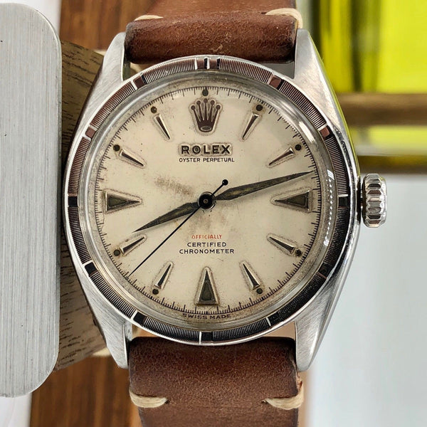 1961 Vintage Rare Rolex 6103 Red Officially Writing Dial Bubbleback