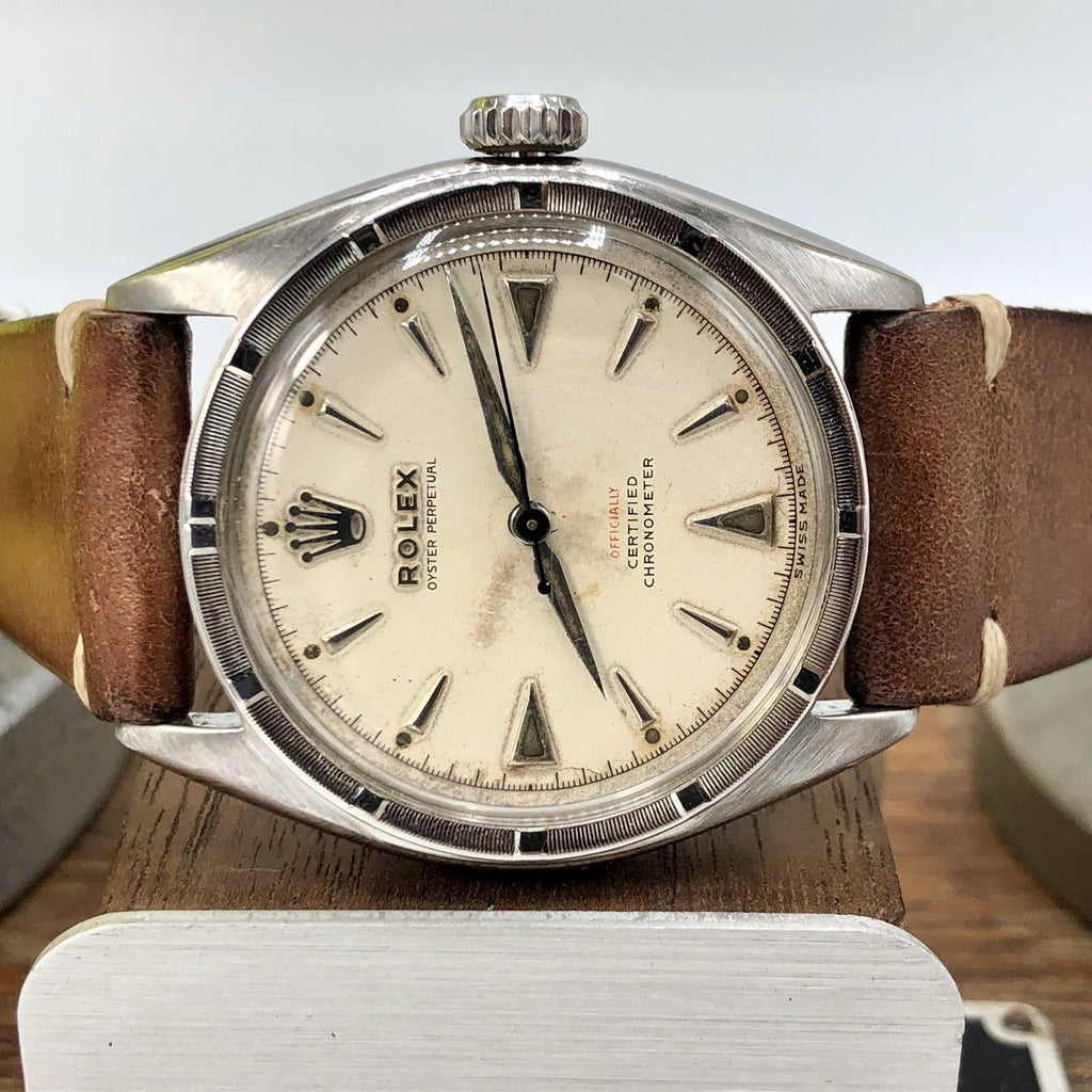 1961 Vintage Rare Rolex 6103 Red Officially Writing Dial Bubbleback