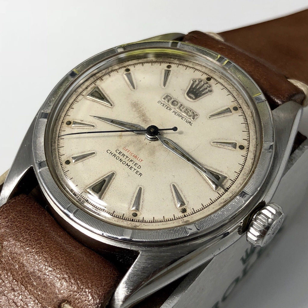 1961 Vintage Rare Rolex 6103 Red Officially Writing Dial Bubbleback