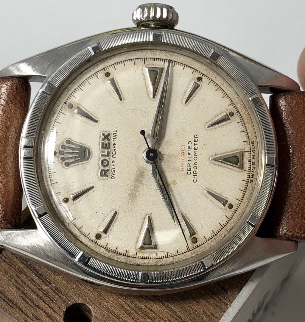 1961 Vintage Rare Rolex 6103 Red Officially Writing Dial Bubbleback