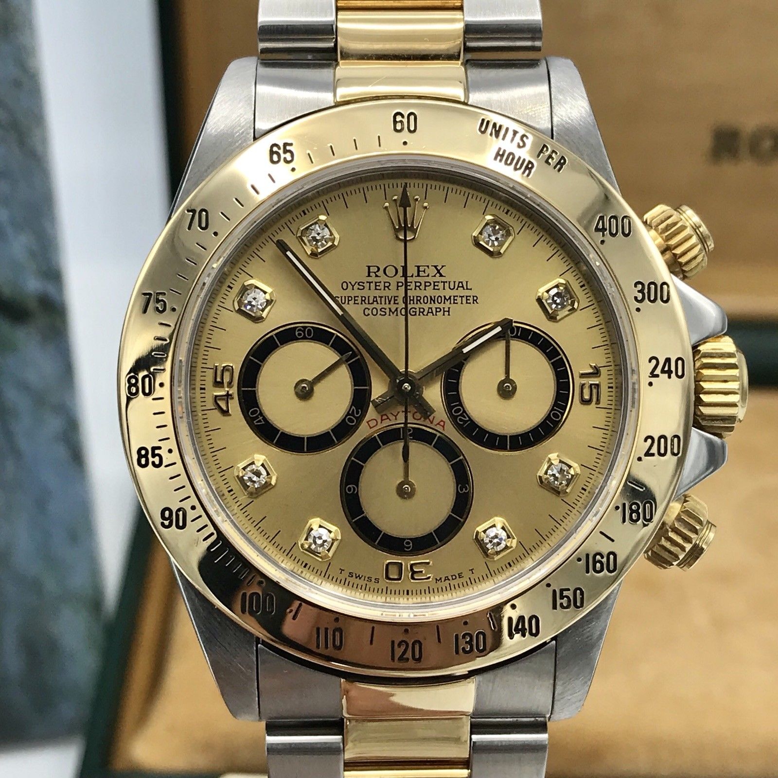 Vintage Rare Rolex Daytona 16523 4 line Diamond zenith 1988 L Serial 18k / Steel