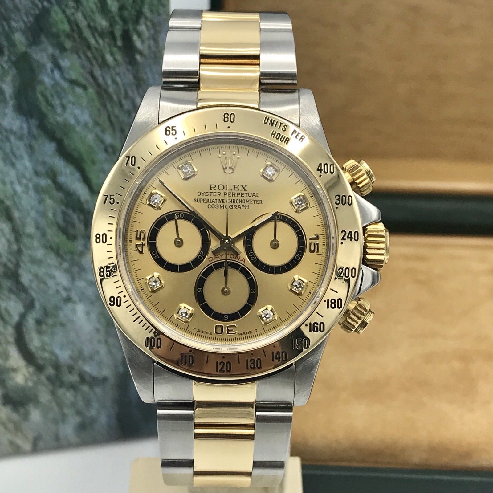 Vintage Rare Rolex Daytona 16523 4 line Diamond zenith 1988 L Serial 18k / Steel