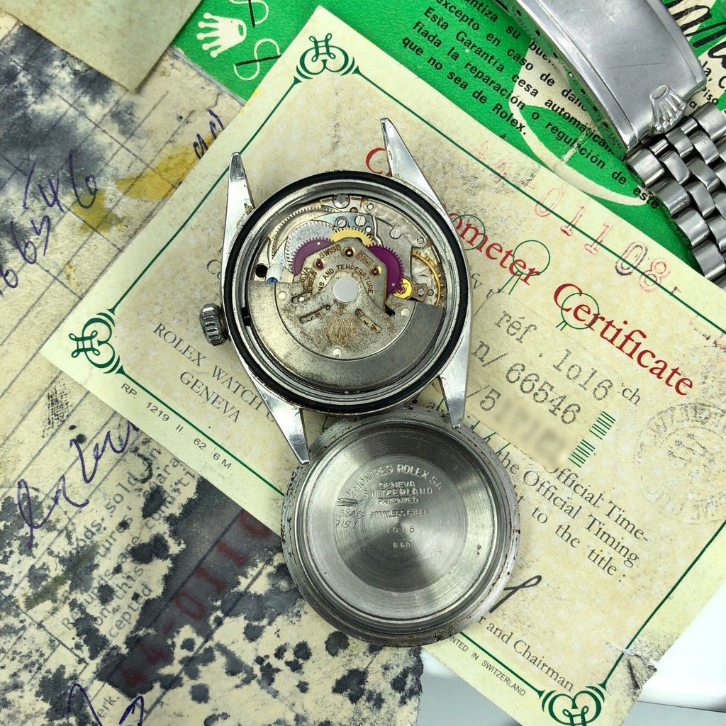 Vintage Rolex 1016 Explorer Mk1 Green Tropical Gilt Chapter fullset box Paper