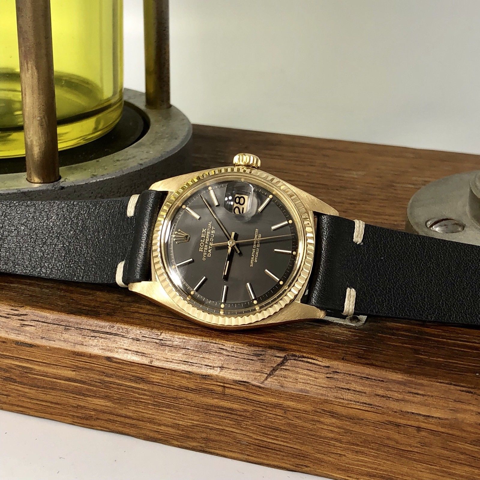 Vintage Rolex 1601 Date just 18k gold Rare Original Gray Dial 1961