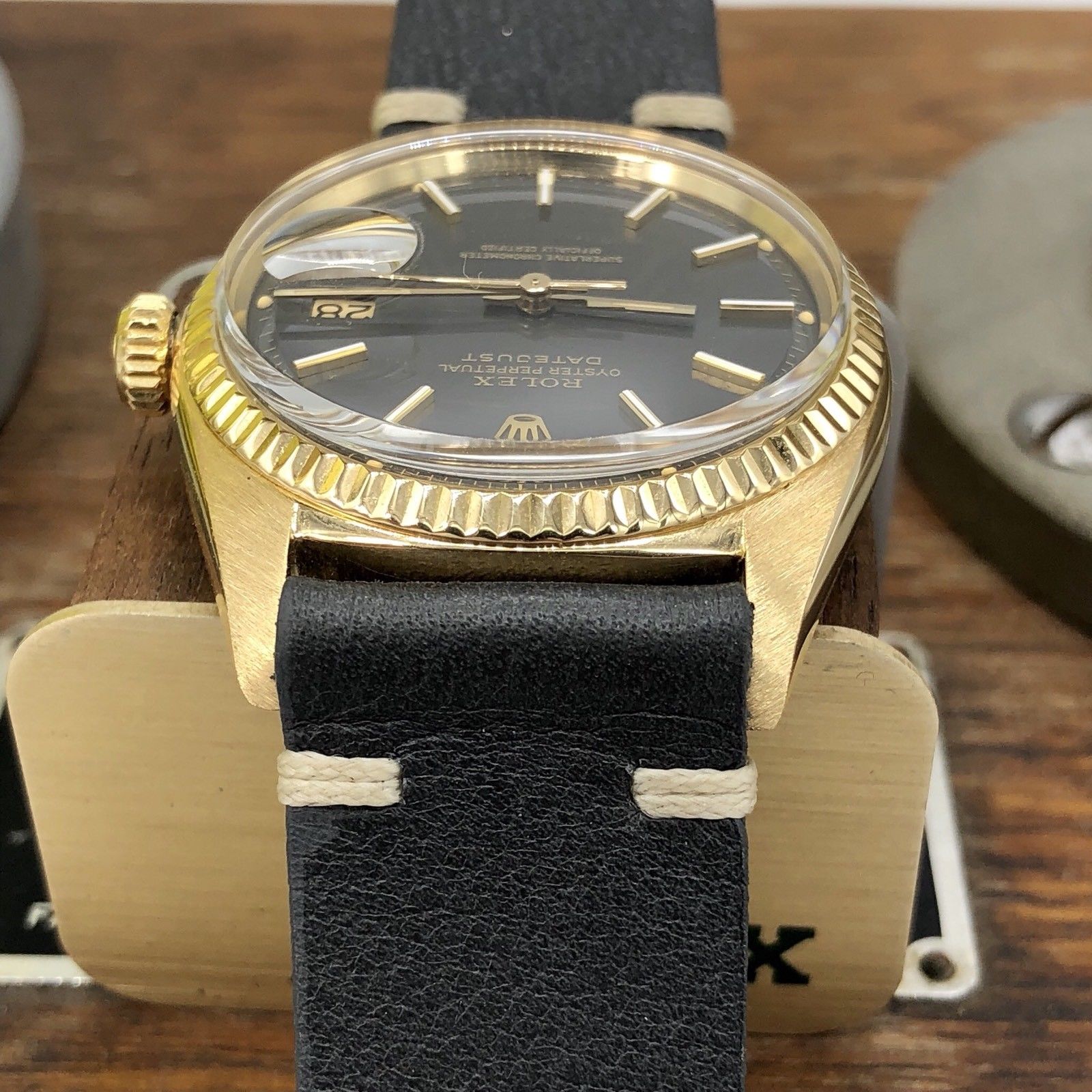 Vintage Rolex 1601 Date just 18k gold Rare Original Gray Dial 1961