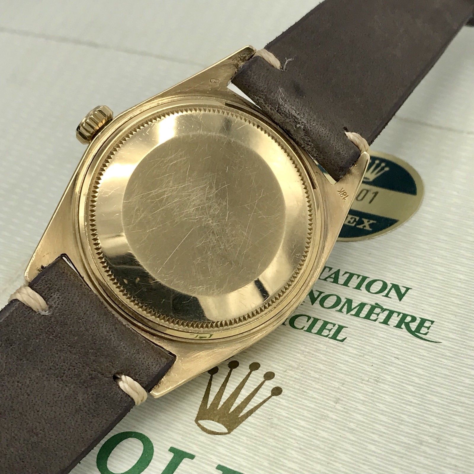 Vintage Rolex 1601 Date just 18k gold Stella Tiffany Dial Box & Papers full set