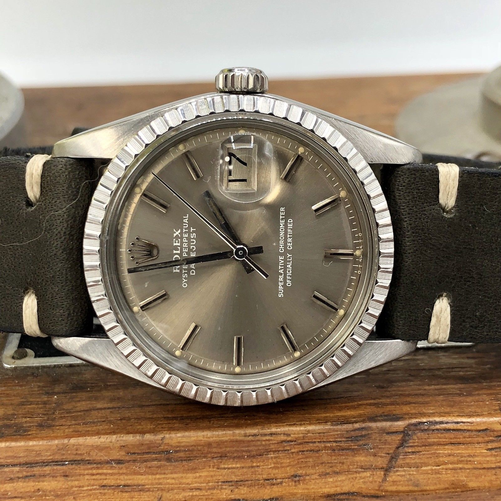 Vintage Rolex 1603 Date just Original Gray Sigma Dial 1977