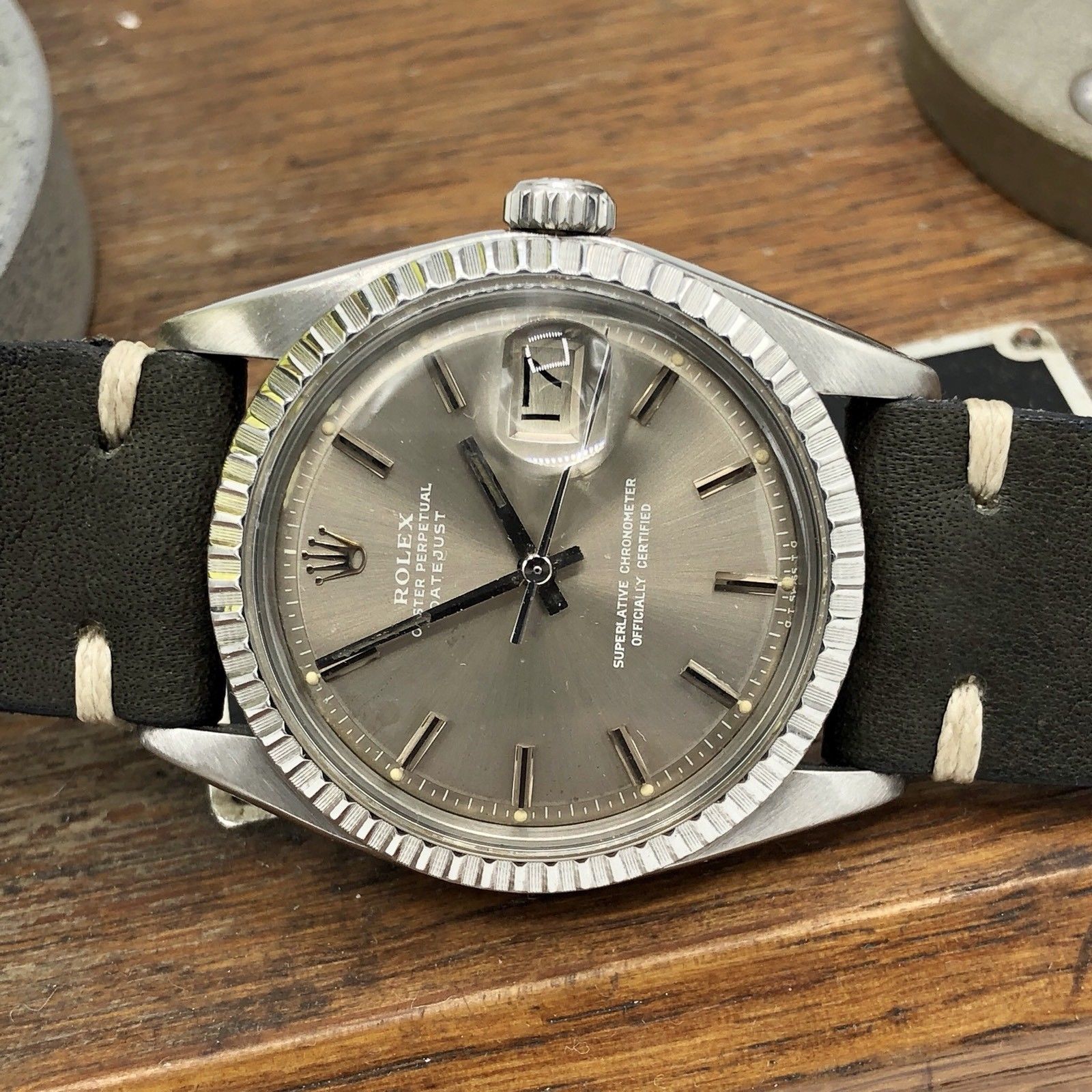 Vintage Rolex 1603 Date just Original Gray Sigma Dial 1977