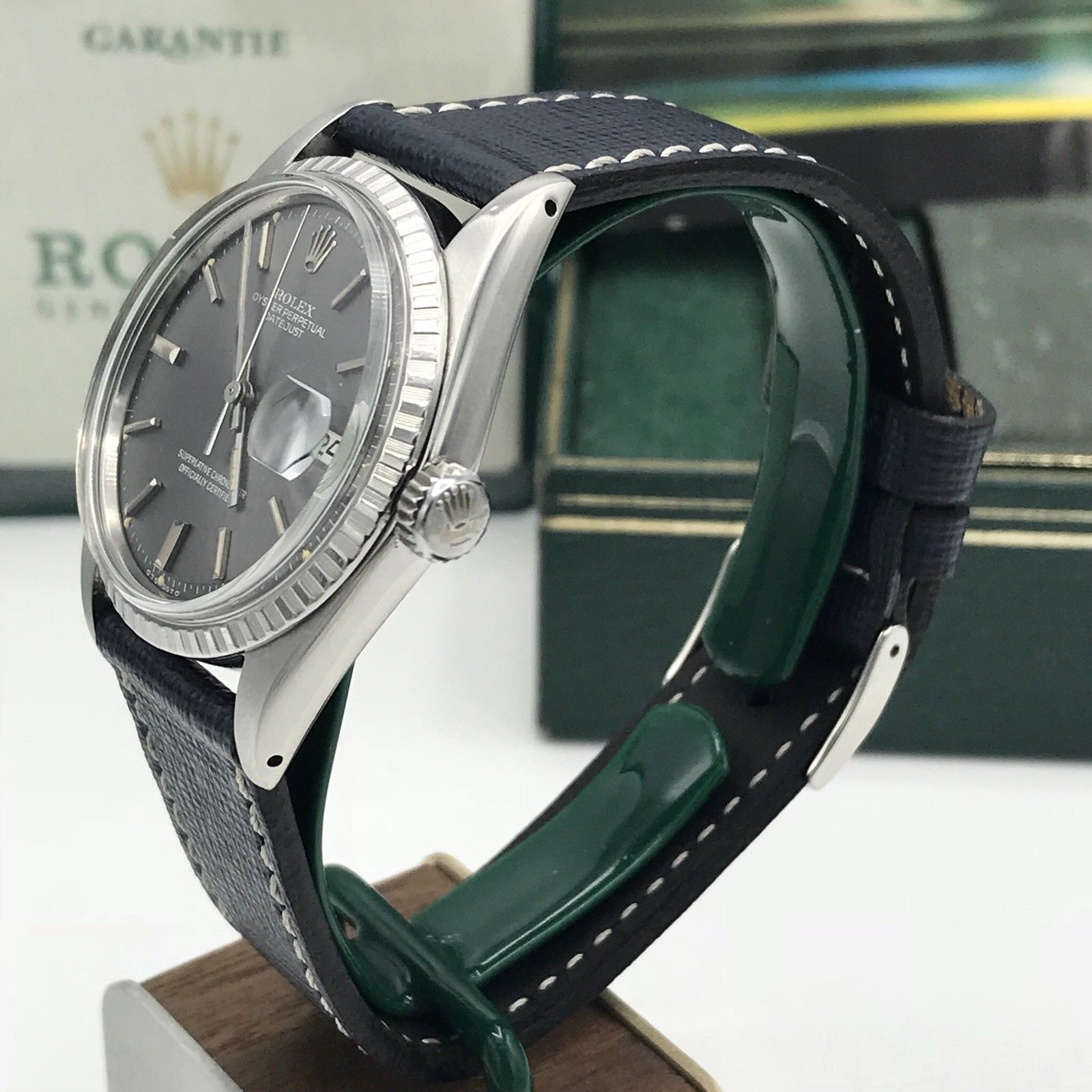 Vintage Rolex 1603 Date just Original Gray Sigma Dial Box & Papers fullset 1972