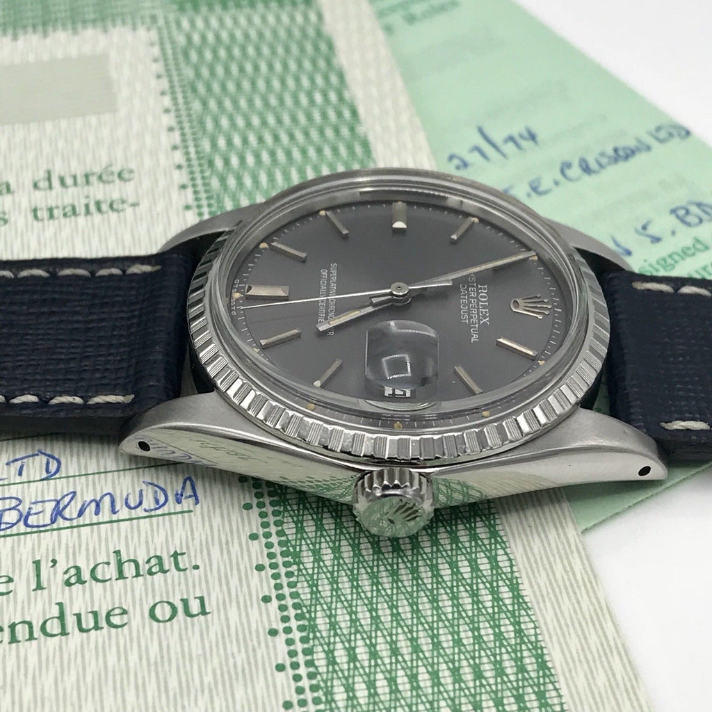 Vintage Rolex 1603 Date just Original Gray Sigma Dial Box & Papers fullset 1972