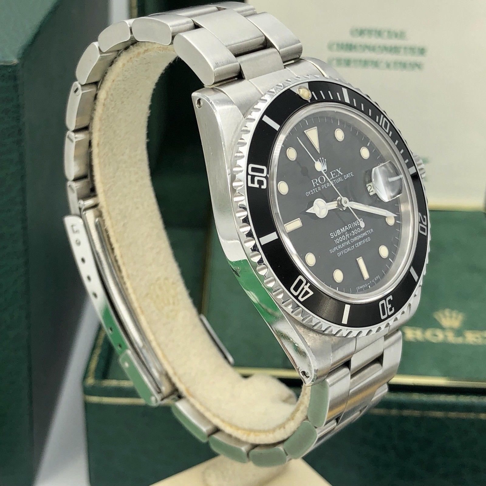 Vintage Rolex 16800 Submariner Creamy Patina dial Unpolished 1985 box & Papers