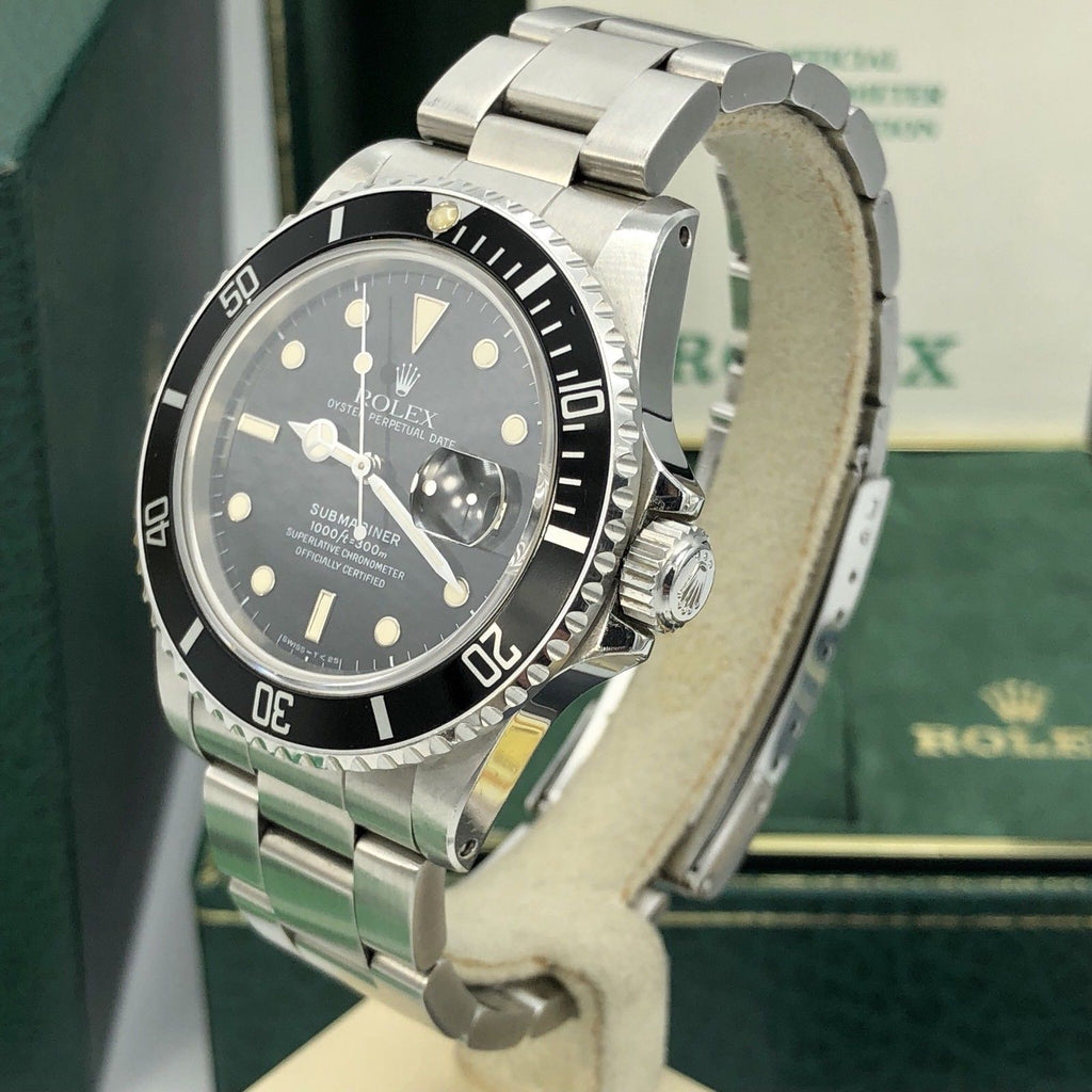 Vintage Rolex 16800 Submariner Creamy Patina dial Unpolished 1985 box & Papers