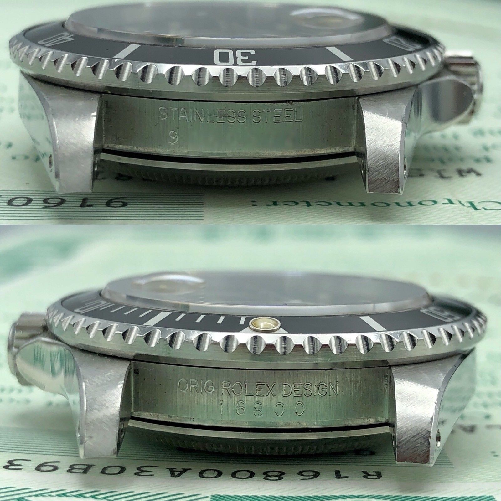 Vintage Rolex 16800 Submariner Creamy Patina dial Unpolished 1985 box & Papers