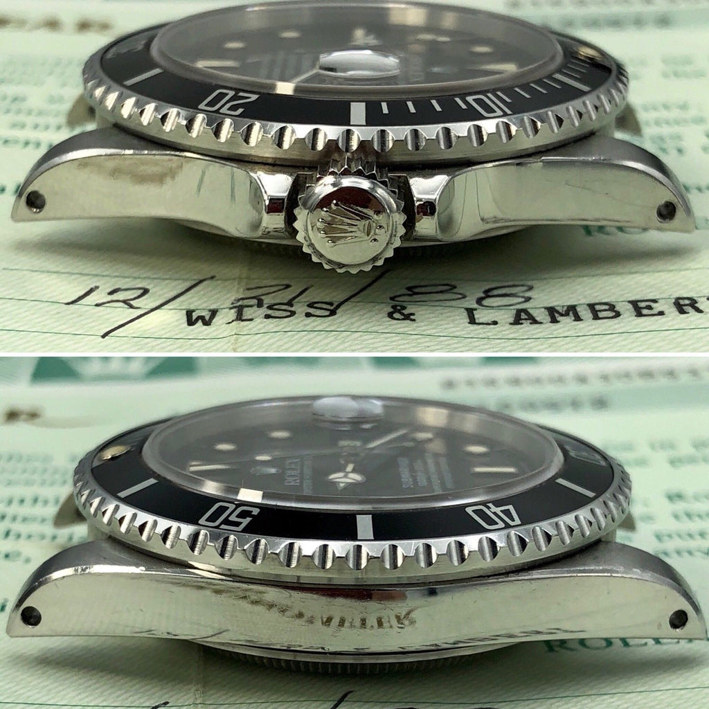 Vintage Rolex 16800 Submariner Creamy Patina dial Unpolished 1985 box & Papers