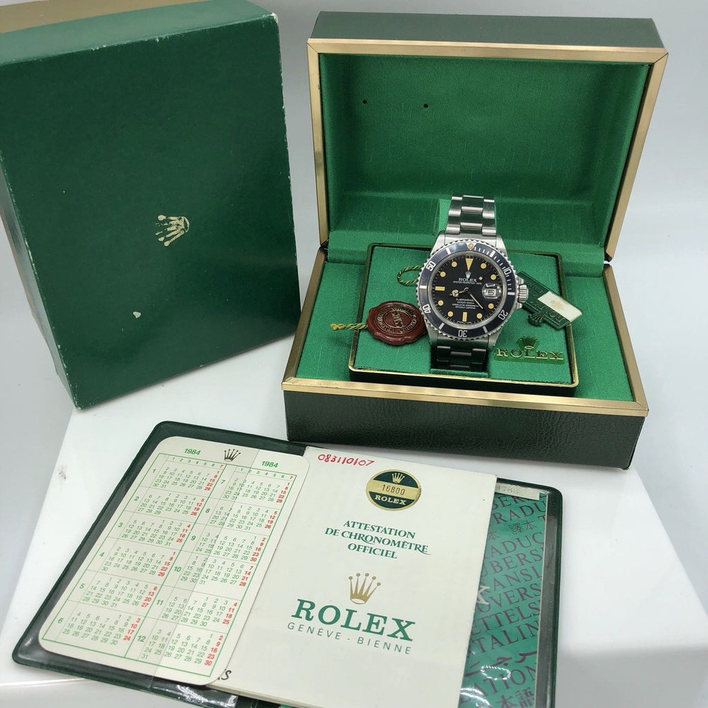 Vintage Rolex 16800 Submariner Pumpkin Matte dial Unpolished 1983 box & Papers