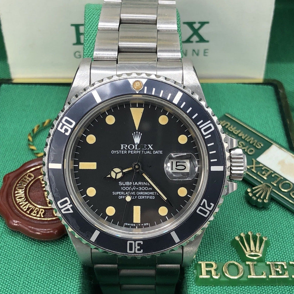 Vintage Rolex 16800 Submariner Pumpkin Matte dial Unpolished 1983 box & Papers