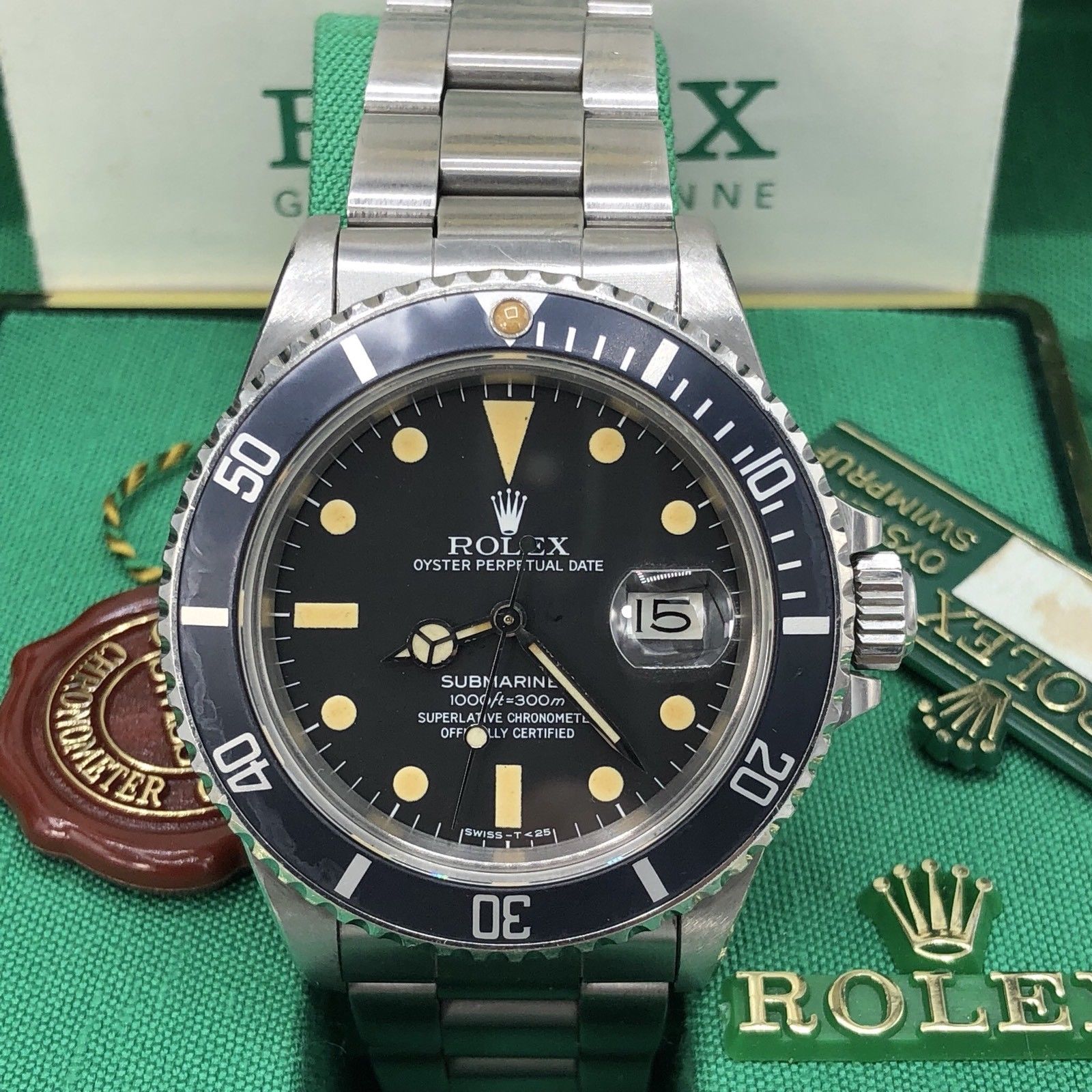 Vintage Rolex 16800 Submariner Pumpkin Matte dial Unpolished 1983 box & Papers
