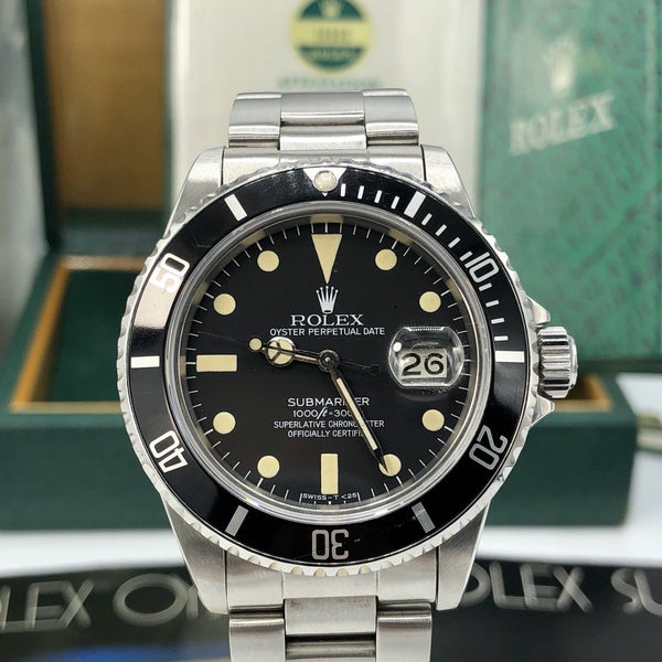 Vintage Rolex 16800 Submariner patina Matte dial Full Set 1983 box & Papers